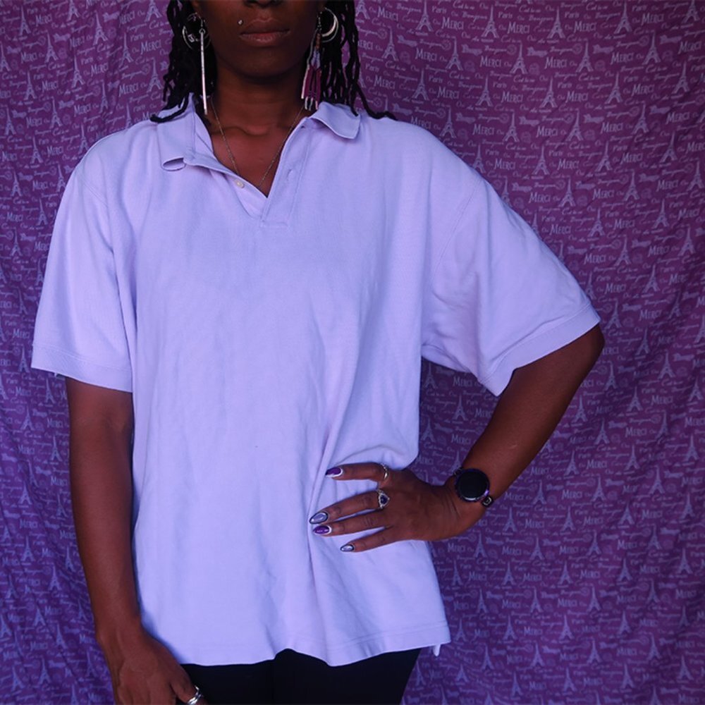 L.L. Bean Men's Polo Shirt 0 ka49 in lilac purple size large.